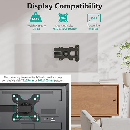 WALI TV Wall Mount Articulating LCD Monitor Full Motion 15 inch Extension Arm - Image 2
