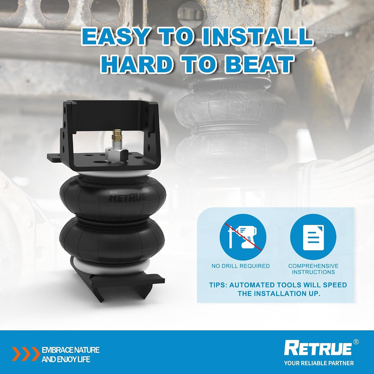 RETRUE Rear Air Bags Suspension Kit for RAM 2500 3500 2003-2012