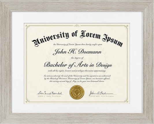 Americanflat 11x14 Diploma Frame with Shatter-Resistant Glass - Use as 8.5x11 Frame with Mat or Display 11x14 Documents Without Mat - Certificate Frames with Engineered Wood for Wall - Driftwood | Engineered Wood construction, Shatter-resistant glass