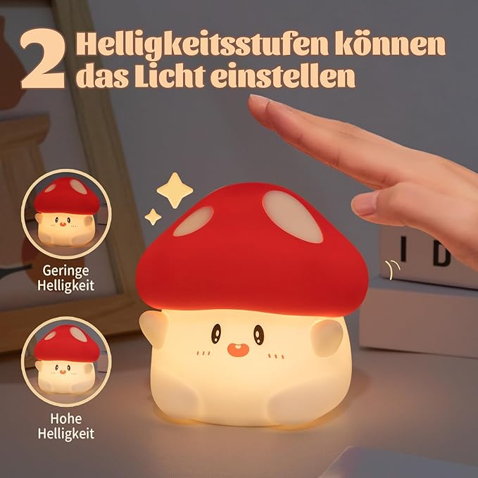 Rytinazzz Hug Mushroom Night Light, 50-Hour Battery & Pat Control, Squishy Lamp - Image 2