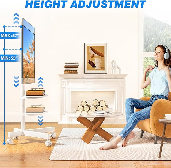 Rfiver Mobile TV Stand for 23-60 Inch LCD LED Flat/Curved Panel Screen TVs up - Image 3