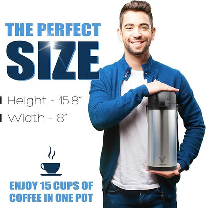 Coffee Carafe for Keeping Hot - 102oz/3L Airpot Coffee Dispenser - Insulated - Image 6