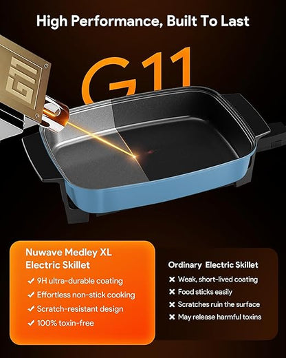Nuwave Medley XL Digital Electric Skillet, Family Size Griddle w/Glass Lid - Image 5