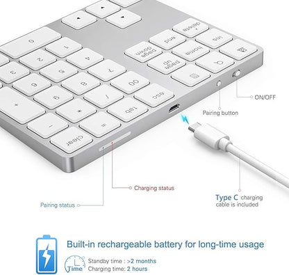 Lekvey Bluetooth Number Pad, Aluminum Rechargeable Wireless Numeric Keypad Slim - Image 6