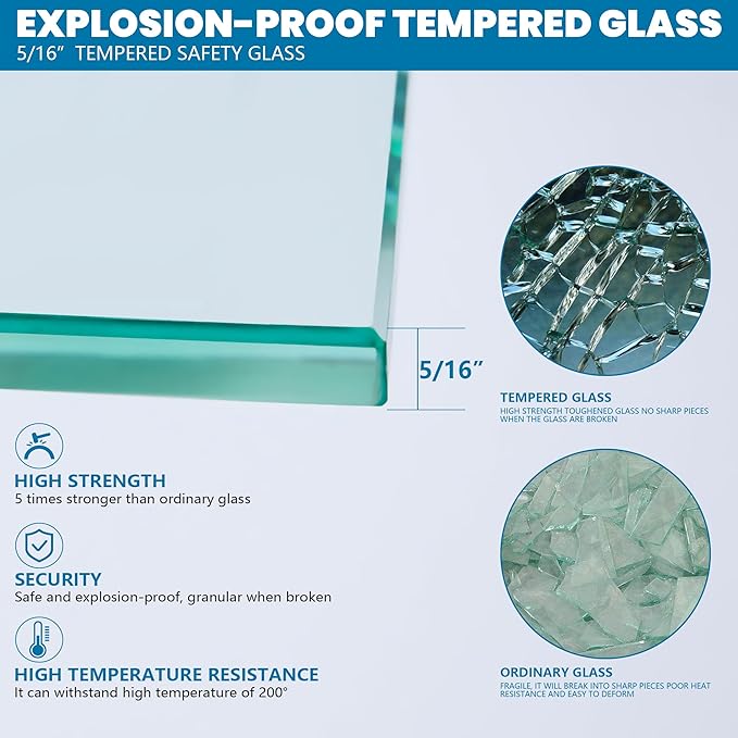 Bathroom Shower Glass Door, 5/16" Thick Clear Tempered Glass Door - Image 6