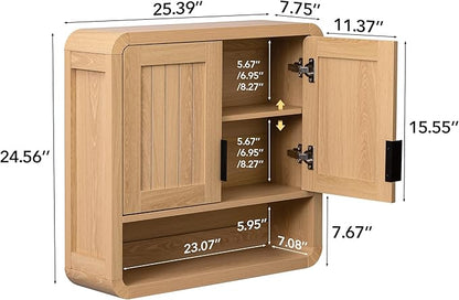 Modern Farmhouse Bathroom Wall Cabinet, Oak Finish Medicine Cabinet - Image 2