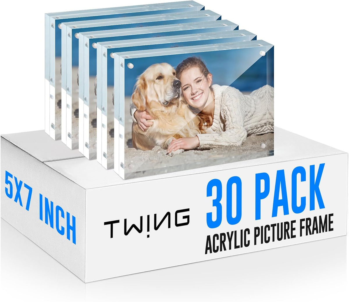 5x7 Acrylic Frame 30 Pack,20MM Thicker Frameless Clear Picture Frames | Freestanding Double Sided Magnetic Picture Frame,Acrylic Picture Frames for Desktop Display with Microfiber Cloth,Gift Ideal