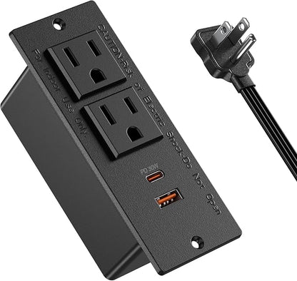 Recessed Power Strip USB C PD 30W Fast Charging, Flush Mount Desk Recessed by Jgstkcity