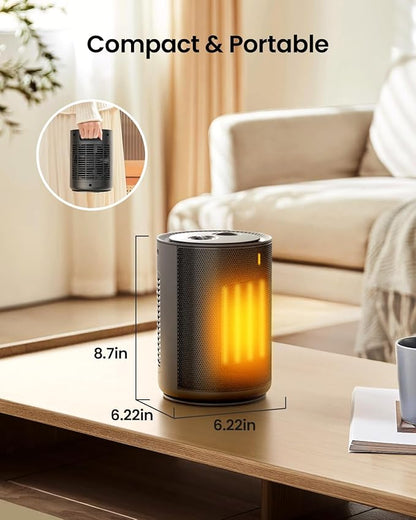 Portable Ceramic Space Heater w/Thermostat, 1500W Indoor Electric Mini Heater - Image 8