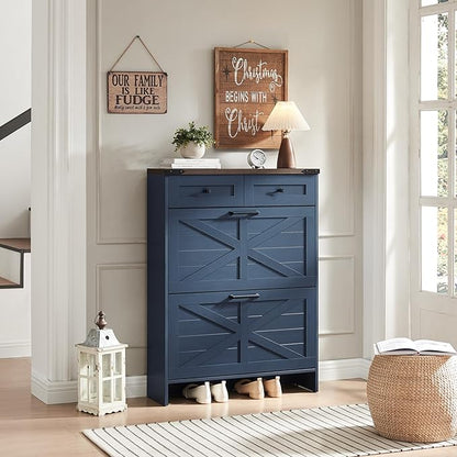 Shoe Storage Cabinet, Farmhouse Shoe Organizer - Image 3