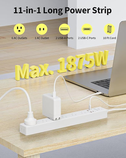 10 Ft Power Strip Surge Protector - Image 2
