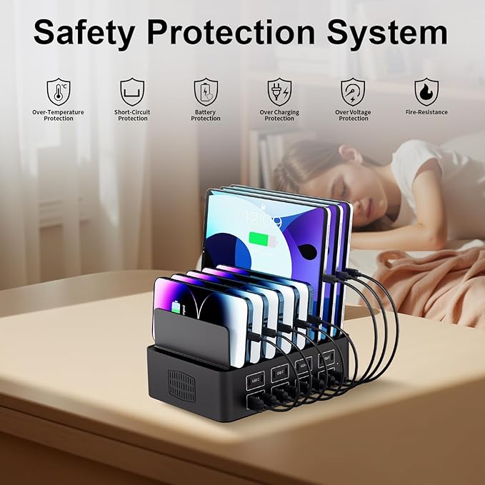 150W/35A Charging Station for Multiple Devices, 16 Port USB C Fast Charging - Image 5