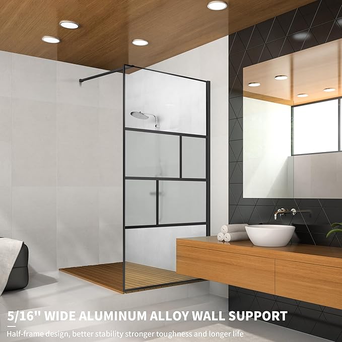 Bathroom Shower Door, Modern Grid Shower Door 34 * 74 Inch, 5/16" Clear - Image 5