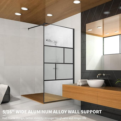 Bathroom Shower Door, Modern Grid Shower Door 34 * 74 Inch, 5/16" Clear - Image 5