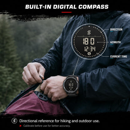 north edge alps outdoor digital compass watch for, close-up detail