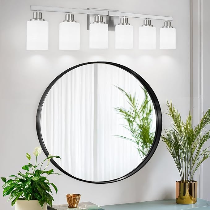 DIKAIDA 38" Bathroom Vanity Light, 6-Light Nickel Vanity Lights - Image 2