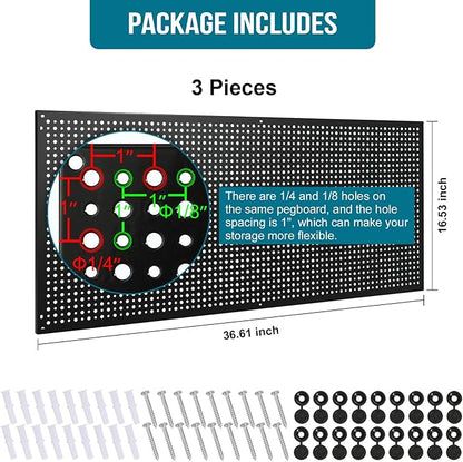 Daanxw Peg Board, 3 Pack 16-Inch X 36-Inch Heavy Duty Steel Pegboard, Heavy - Image 3