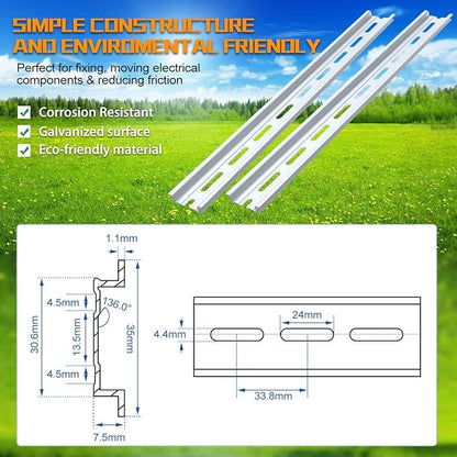 2 Piece VAMRONE Aluminum DIN Rails, 12 Inch Long, 35mm Wide, 7.5mm High - Image 4