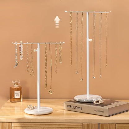 Josmimic White Necklace Holder Jewelry Organizer Stand – Adjustable Height - Image 6