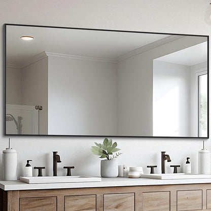 Black Bathroom Mirror for Wall, 30x60 Inch Rectangle Mirrors by DESBING