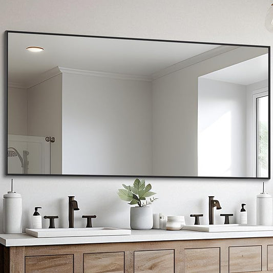 Black Bathroom Mirror for Wall, 30x60 Inch Rectangle Mirrors by DESBING