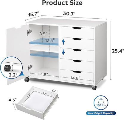 DEVAISE 5-Drawer Wood Drawer Cabinet, Office Storage Cabinet - Image 3