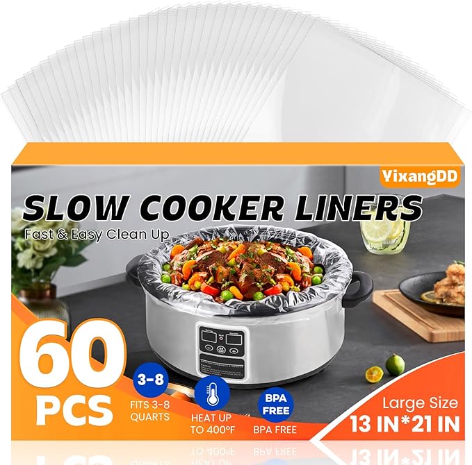 60 Pack Slow Cooker Liners, Large Size 13"x 21" Cooking Bags Disposable Pot by YixangDD