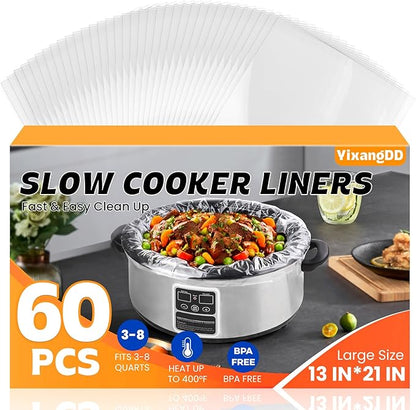 60 Pack Slow Cooker Liners, Large Size 13"x 21" Cooking Bags Disposable Pot by YixangDD