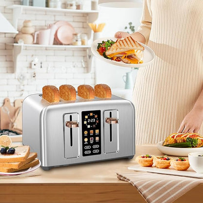 SEEDEEM Toaster 4 Slice, Stainless Toaster & Touch Control, LCD Display - Image 6