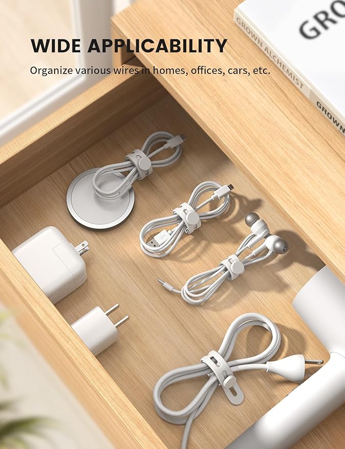 10Pack Silicone Cable Ties Cord Organizer - Image 4