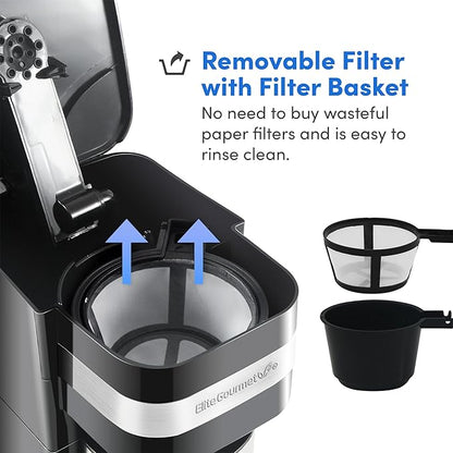 Elite Gourmet EHC113 Personal Single-Serve Compact Coffee Maker Brewer Includes - Image 2