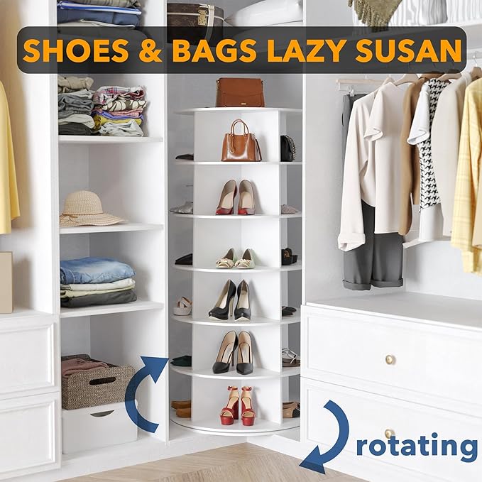 SpaceAid 6 Tier Rotating Shoe Rack Tower, Spinning Shoe Display Lazy Susan - Image 4