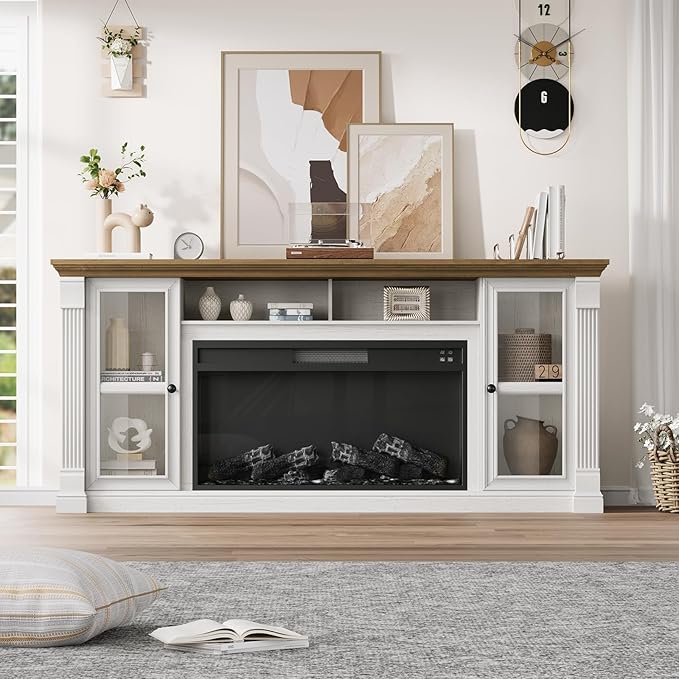 Farmhouse Fireplace TV Stand Up to 80" TVs, Media Console - Image 7