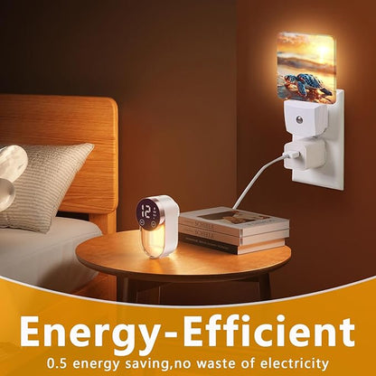 GANTINIR Sea Turtle Beach Sunrise Night Light, Plug-into Nightlight White LED - Image 7