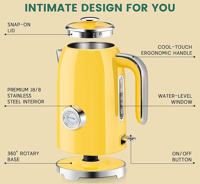 SUSTEAS Electric Kettle - 57oz Hot Tea Kettle Water Boiler - Image 2