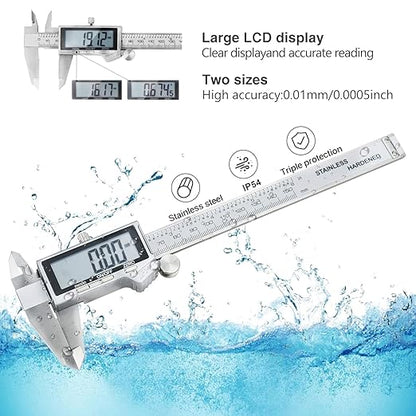 Digital Caliper, IP54 Waterproof Stainless Steel Caliper Measuring Tool - Image 2