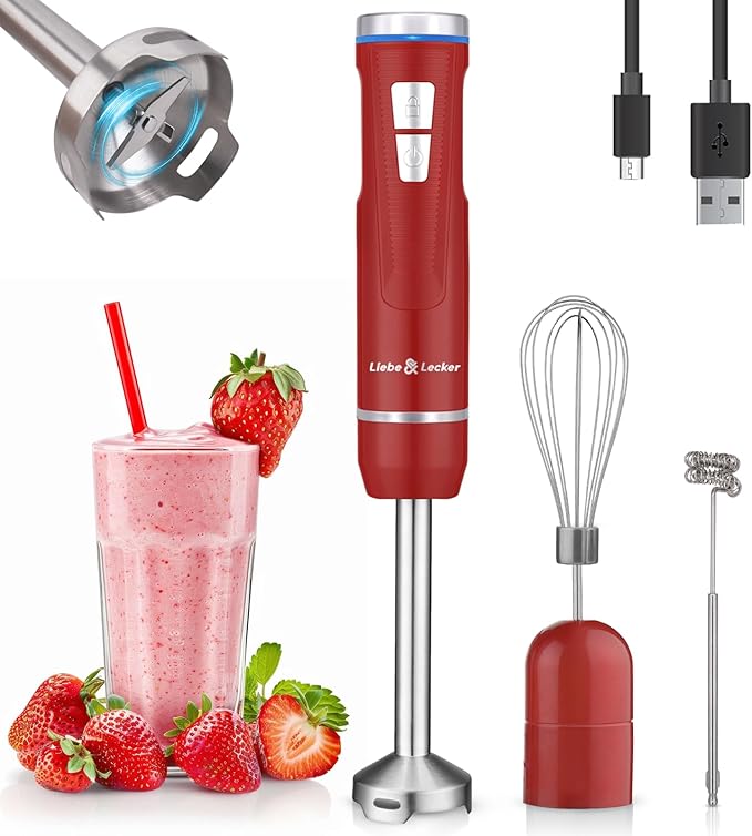 Liebe&Lecker Immersion Blender Handheld Cordless, 3 in 1 Cordless Hand Blender by LiebeLecker
