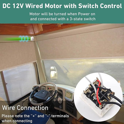 DM25DS 12V RV Awning Shade Replacement Motor – Fits 1-3/16" Tube – Hardwired - Image 8
