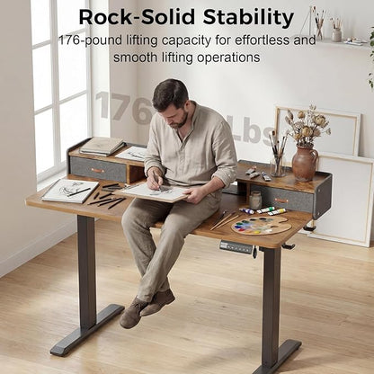 Electric Standing Desk with Drawers, 48 Inch Height Adjustable Desk with Power - Image 7