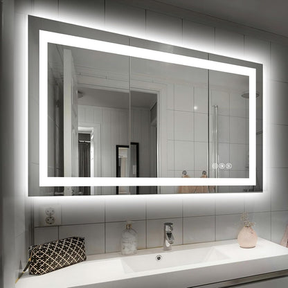 Hivone 40"X32" LED Bathroom Mirror with Lights, Anti-Fog, Dimmable, Backlit + Front Lit, Smart Bathroom Vanity Mirror, Memory Function, Shatterproof, Tempered Glass (Horizontal/Vertical)