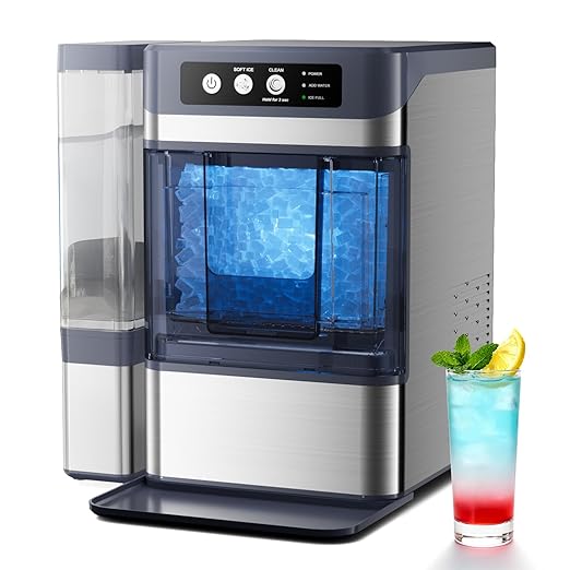 Ice Maker Countertop Nugget, 44 Lbs/24h Chewable Crunchable Ice Maker by QAUSOU