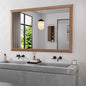 Amorho Bathroom Mirror, 50 X30 Inch Wall Mirror, Walnut Wood Grain Metal Framed by Amorho