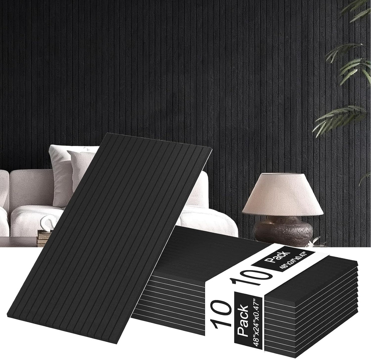 48x24 inch acoustic wall panels-black, main product view