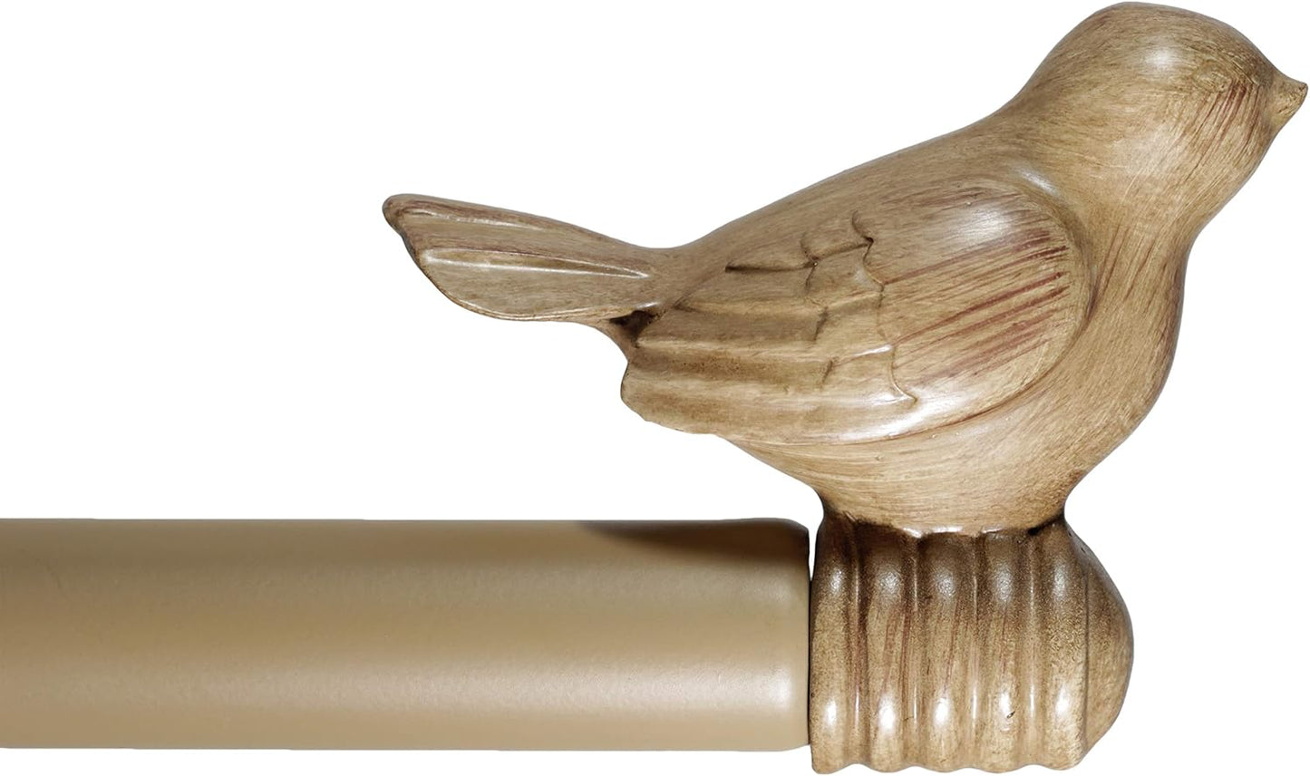 3/4-inch Cute Decorative Bird Adjustable Window Treatment Curtain Single Rod Set, 28" to 48" - Cottage