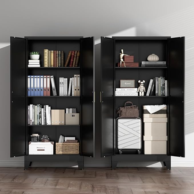 COFaR Black Farmhouse Storage Kitchen Pantry Cabinet - Image 8