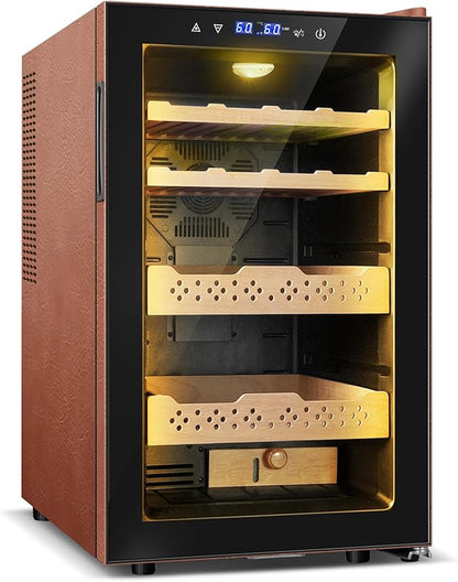 Electric Humidor with Leather-70L Cooling & Heating Humidor Cabinet, Smart by Velivi