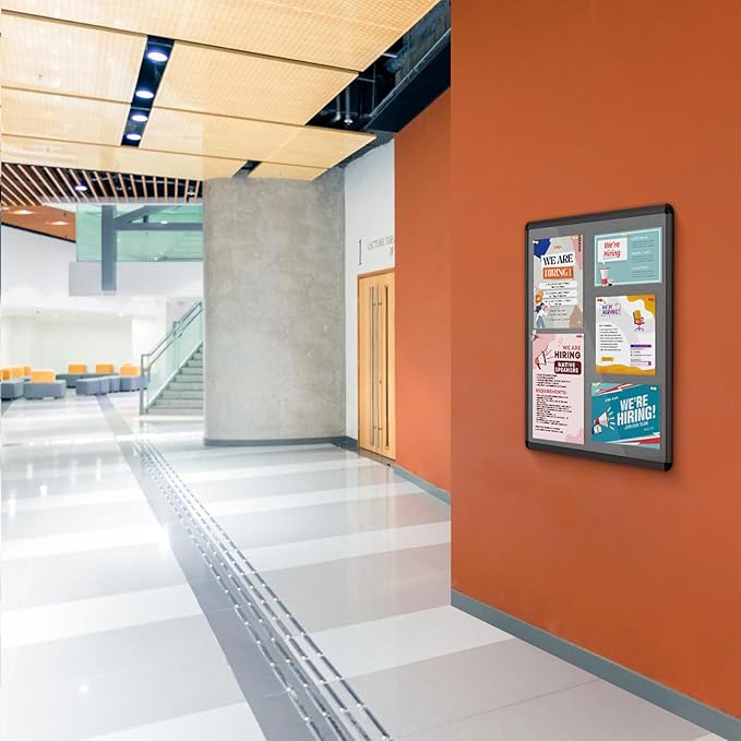 Enclosed Bulletin Board 36x24 in, Lockable Felt Board Bulletin Board - Image 7