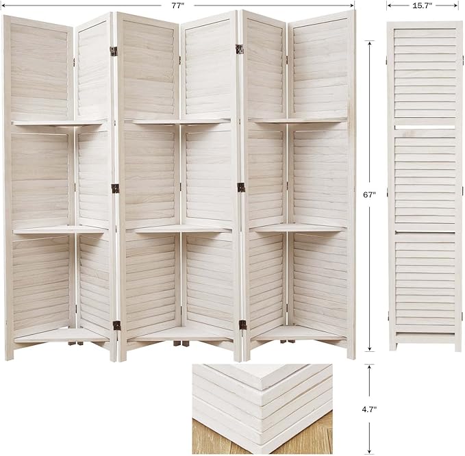 Partition Room Dividers, Folding Wood Privacy Screen - Image 5