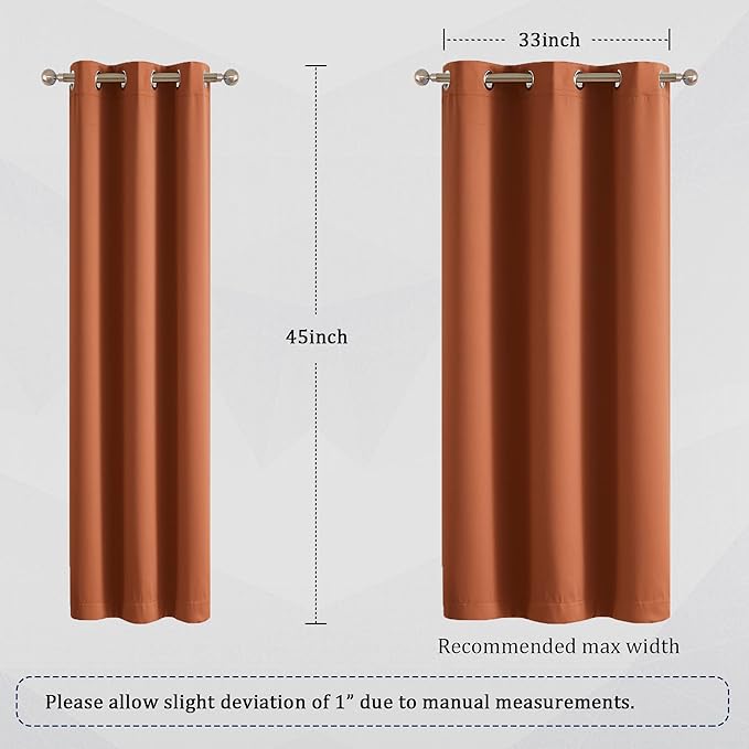 DUALIFE Rust Orange Blackout Short Curtains - Image 7
