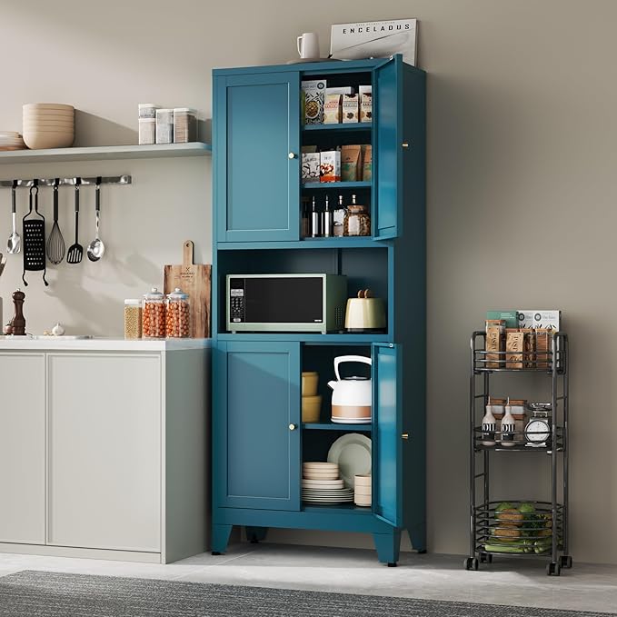Metal Pantry Storage Cabinet, Microwave Stand - Image 2